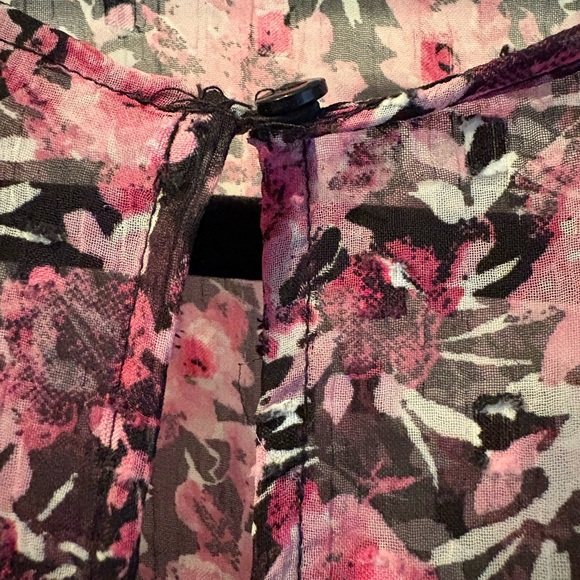 Zara Black and Pink Floral Tiered Long Sleeve Midi Dress - Picture 7 of 10